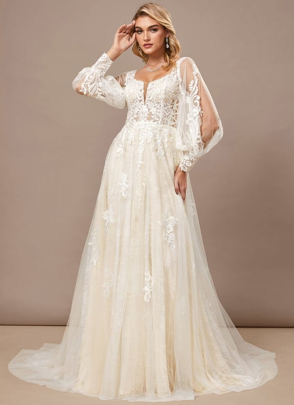 Robe de Soirée Éthérée Crémeuse - gallery 2