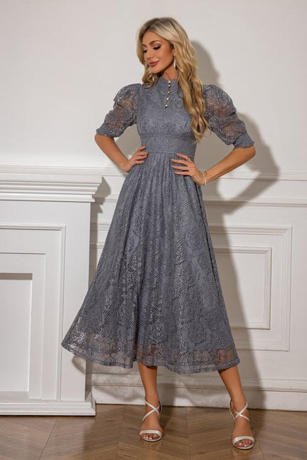 Robe de Soirée Dentelle Grise