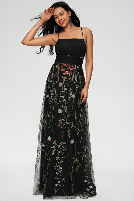 Robe de Soirée Élégance Florale Noir - gallery 5