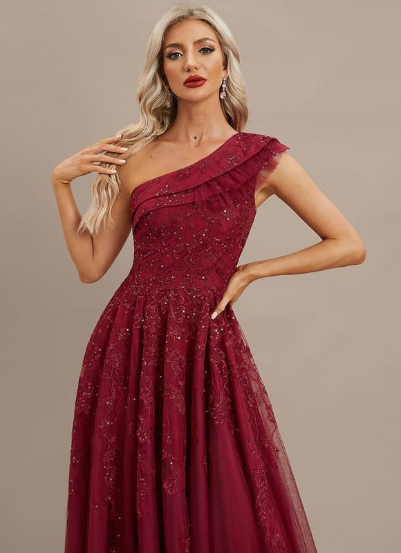 Robe de Soirée Bordeaux Étoilé - gallery 1