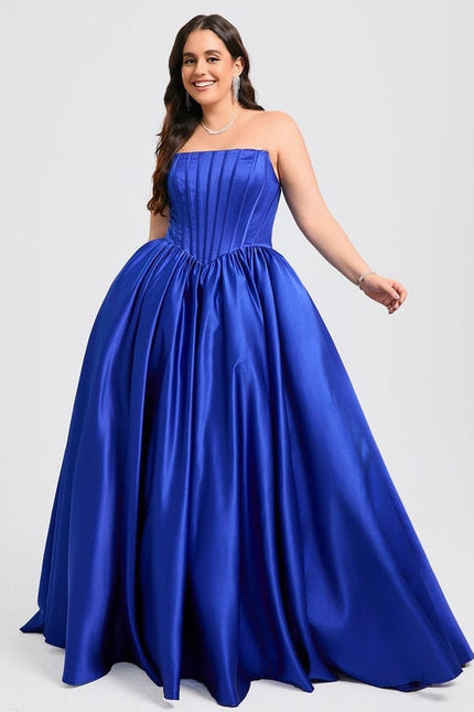 Robe de Soirée Satin Luxe Bleu - gallery 6