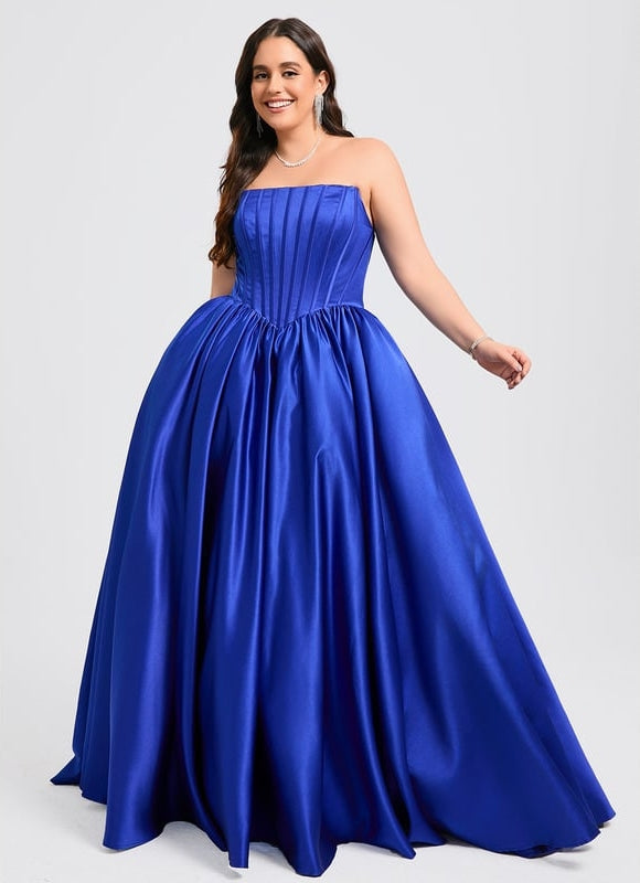 Robe de Soirée Satin Luxe Bleu - gallery 6