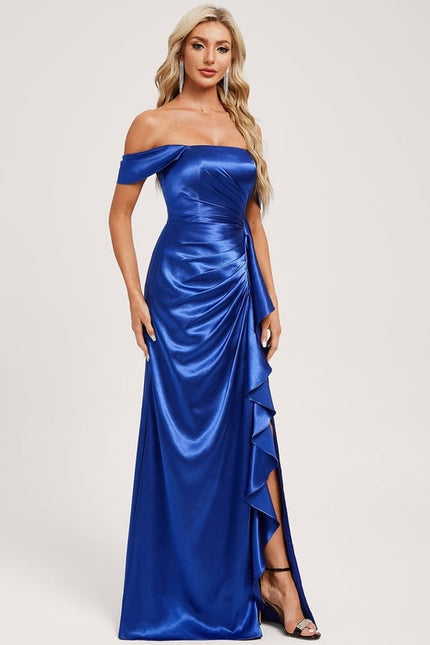 Robe de Soirée Bleu Satin Raffiné - gallery 1