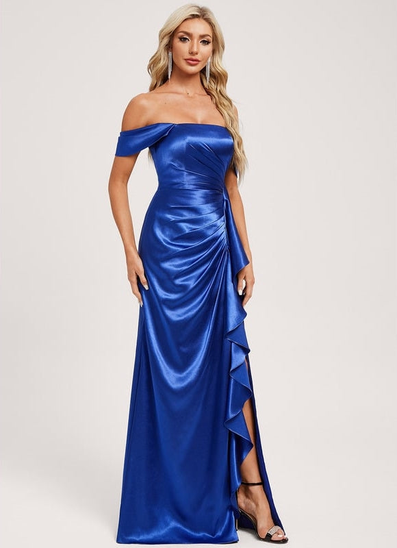 Robe de Soirée Bleu Satin Raffiné - gallery 1