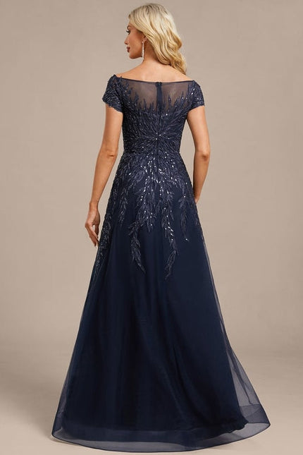 Robe de Soirée Tulle Marine - gallery 6