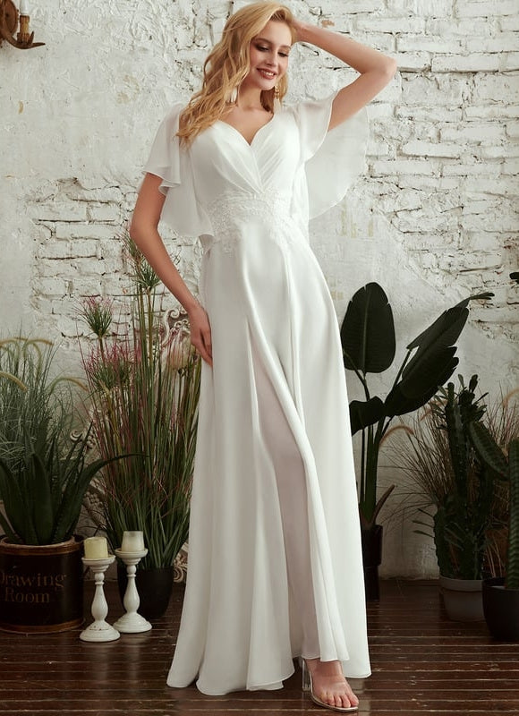 Robe de Soirée Vaporeuse Écrue - gallery 1