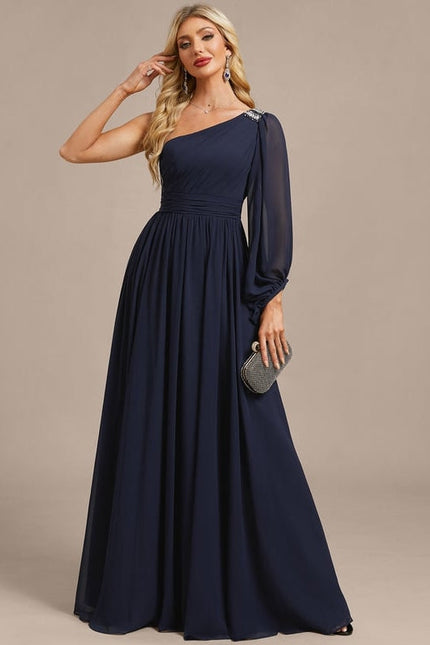 Robe de Soirée Mousseline Asymétrique - gallery 5