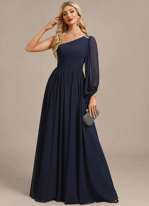 Robe de Soirée Mousseline Asymétrique - gallery 5