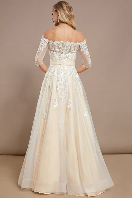 Robe De Soirée Beige Paillette - gallery 5