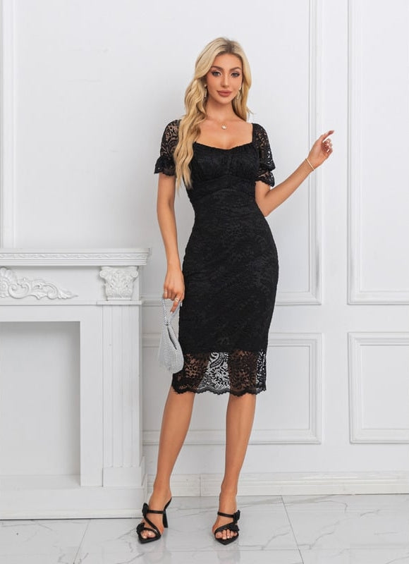 Robe de Soirée Dentelle Noire Chic - gallery 2