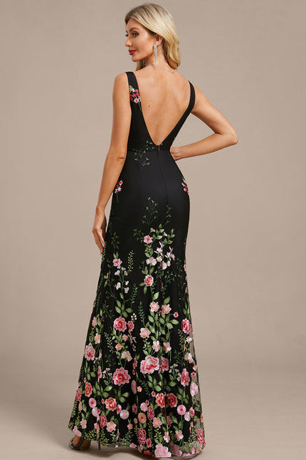 Robe de Soirée Noire Florale - gallery 6