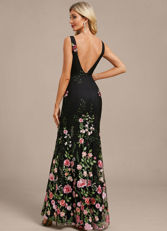 Robe de Soirée Noire Florale - gallery 6