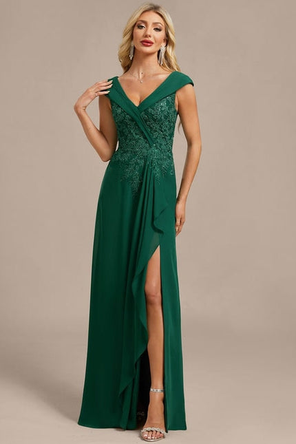 Robe de Soirée Émeraude Drapée