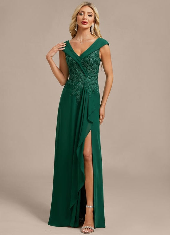 Robe de Soirée Émeraude Drapée