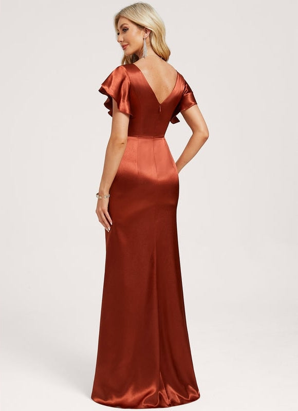 Robe de Soirée Satin Vert Pâle - gallery 5