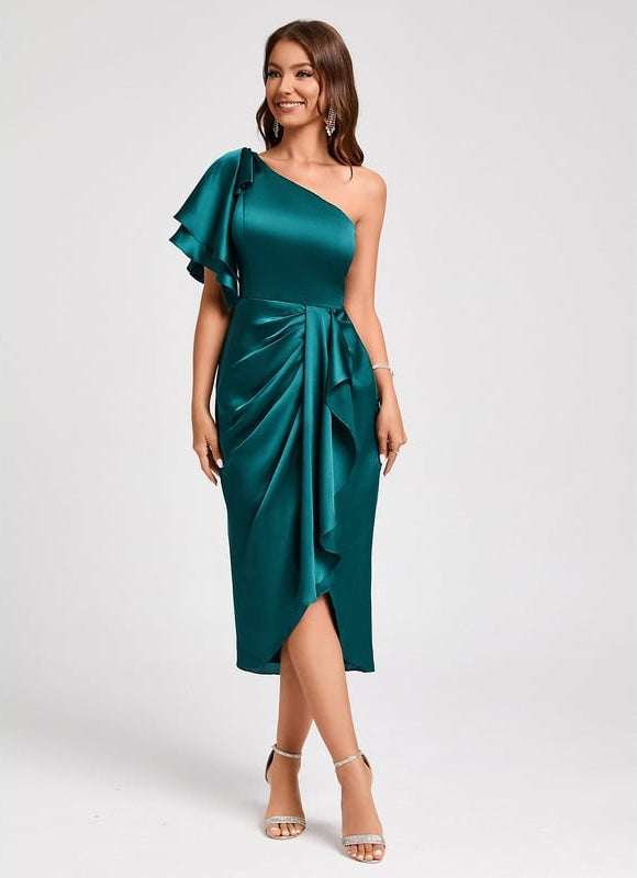 Robe de Soirée Satinée Ondulante - gallery 1