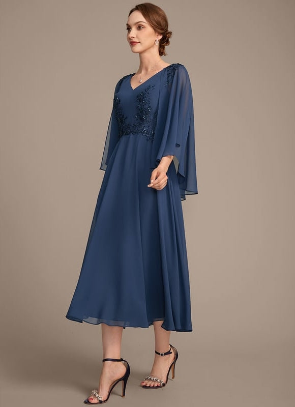 Robe de Soirée Élégance Marine Chiffon - gallery 4