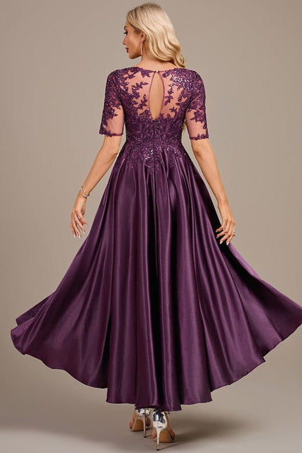 Robe de Soirée Satinée Violette - gallery 5