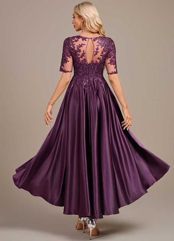 Robe de Soirée Satinée Violette - gallery 5