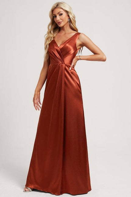 Robe de Soirée Satin Vert Pâle - gallery 1