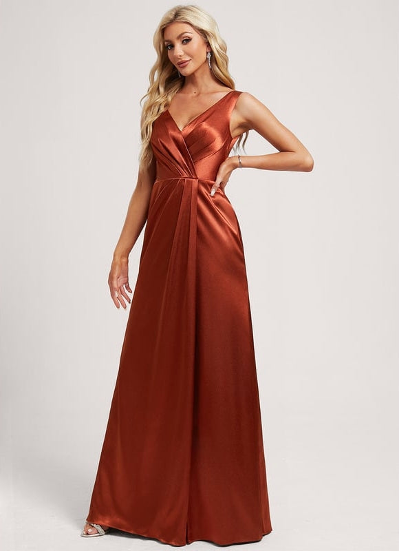 Robe de Soirée Satin Vert Pâle - gallery 1