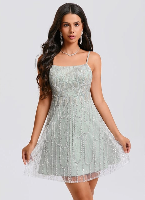 Robe de Soirée Pailletée Mint - gallery 6