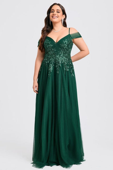 Robe de Soirée Tulle Émeraude - gallery 9