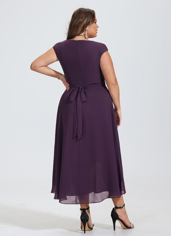 Robe de Soirée Vaporeuse Prune - gallery 6
