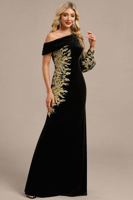 Robe de Soirée Velours Doré Élégant - gallery 5