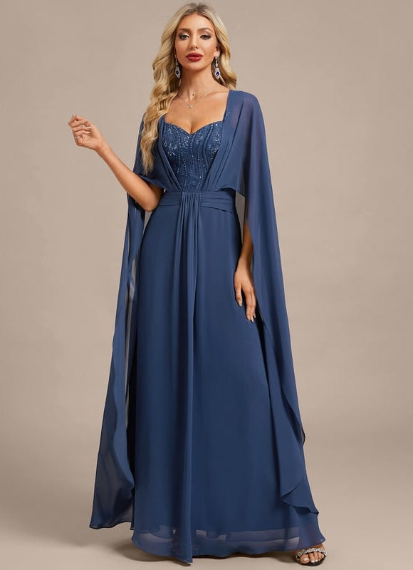 Robe de Soirée Fluide Bleue - gallery 2