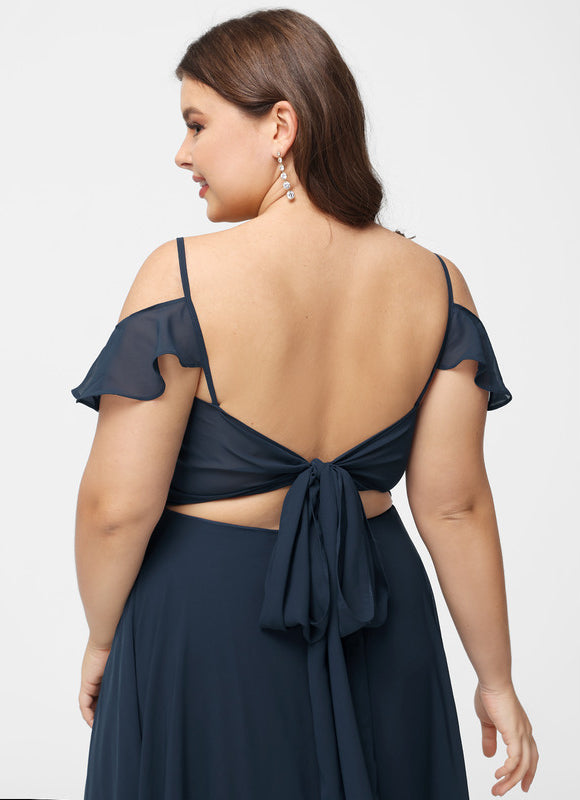 Robe de Soirée Mousseline Beige - gallery 8