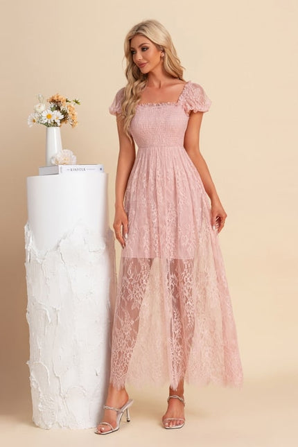 Robe de Soirée Dentelle Rosée - gallery 2