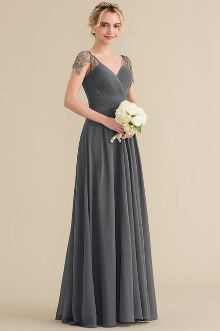 Robe de Soirée Chiffon Marine - gallery 3