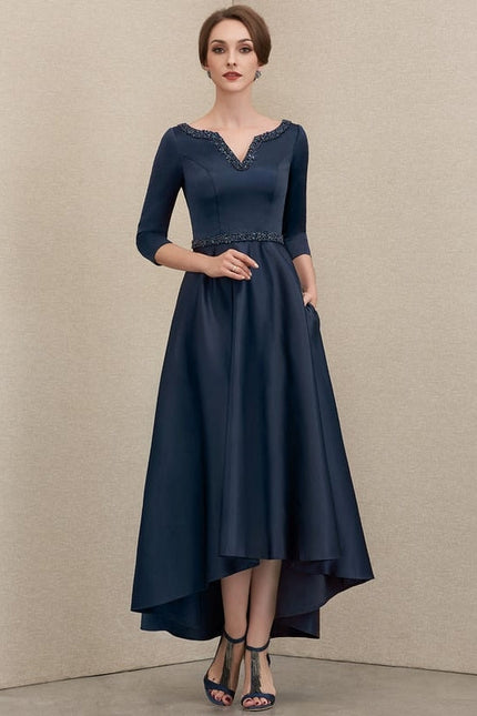 Robe de Soirée Nuit Marine Satinée - gallery 2