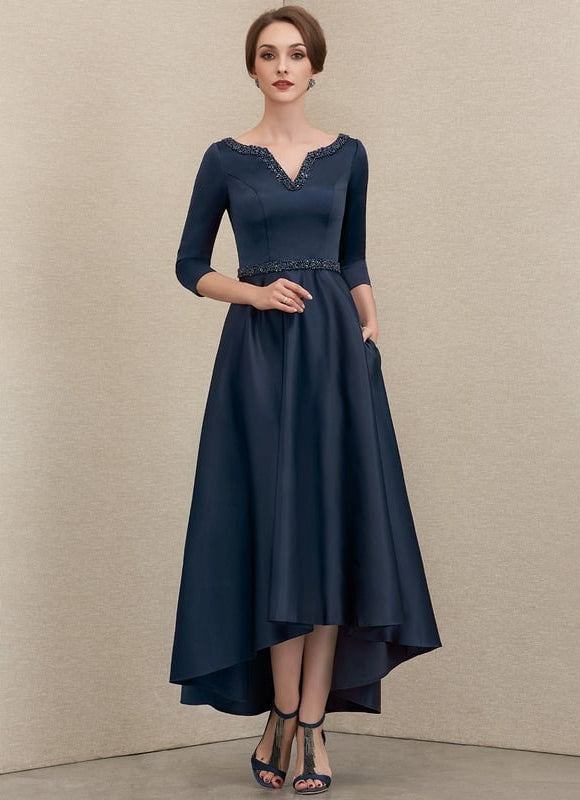 Robe de Soirée Nuit Marine Satinée - gallery 2