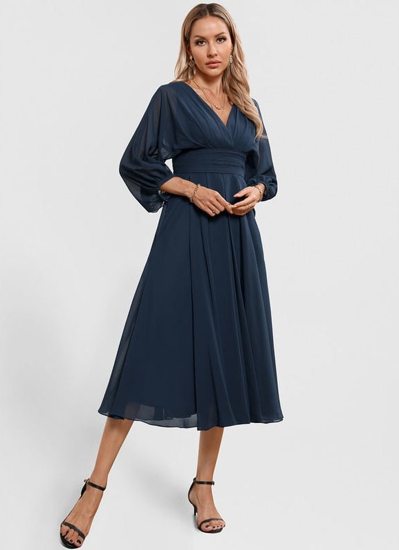 Robe de Soirée Florale Marine - gallery 2