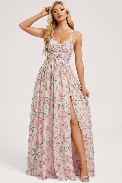 Robe de Soirée Mousseline Beige - gallery 2