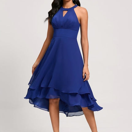 Robe de Soirée Bleu Ondulant Chic