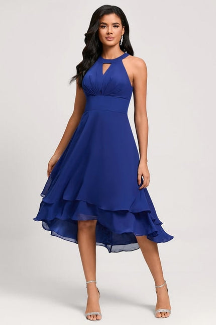 Robe de Soirée Bleu Ondulant Chic