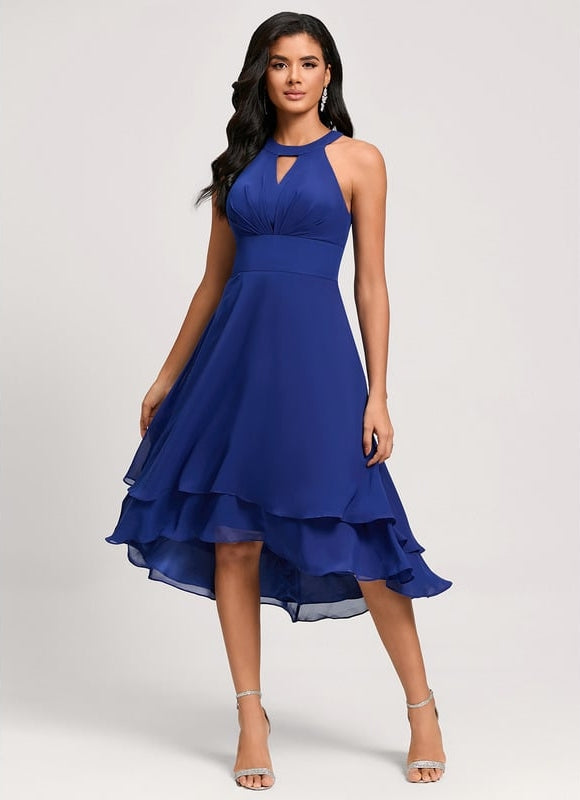 Robe de Soirée Bleu Ondulant Chic