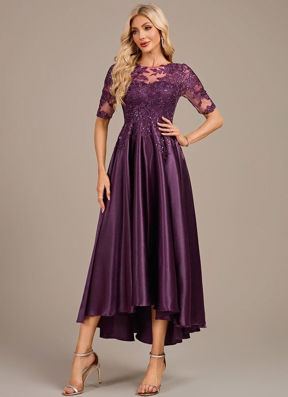 Robe de Soirée Satinée Violette - gallery 2