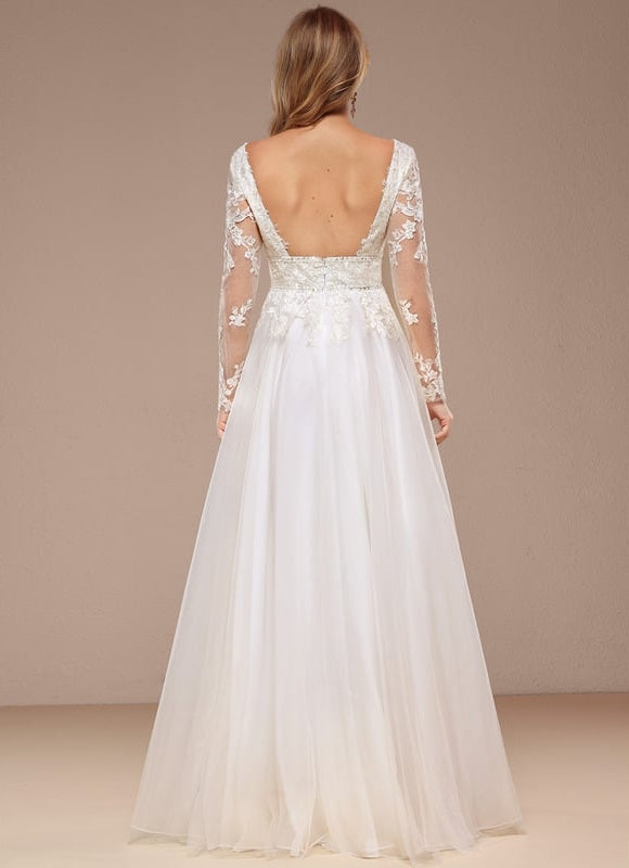 Robe De Soirée Avec Tulle Travaillé - gallery 7
