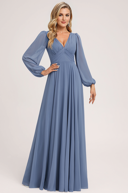 Robe de Soirée Mousseline Beige - gallery 2