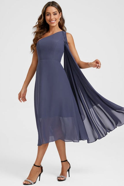 Robe de Soirée Asymétrique Marine