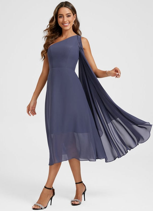 Robe de Soirée Asymétrique Marine