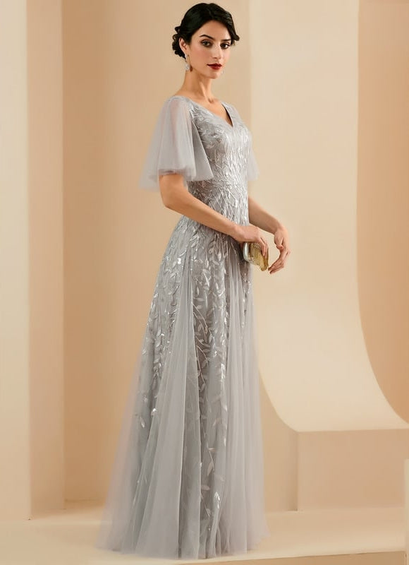 Robe de Soirée Grise Éthérée - gallery 3