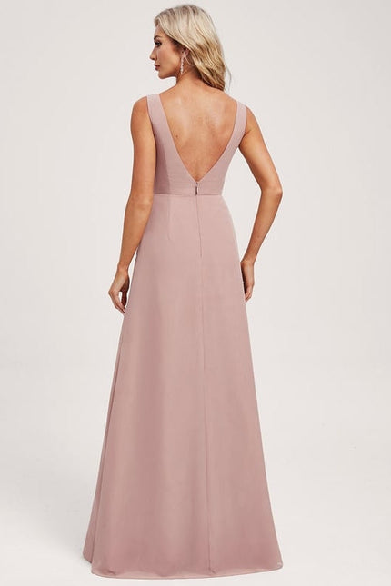Robe de Soirée Mousseline Beige - gallery 4