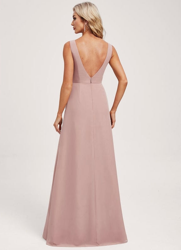 Robe de Soirée Mousseline Beige - gallery 4