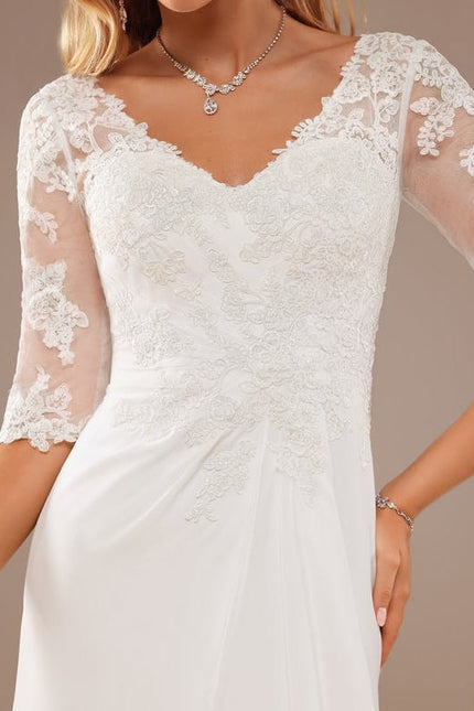 Robe De Soirée En Soie Blanche - gallery 1