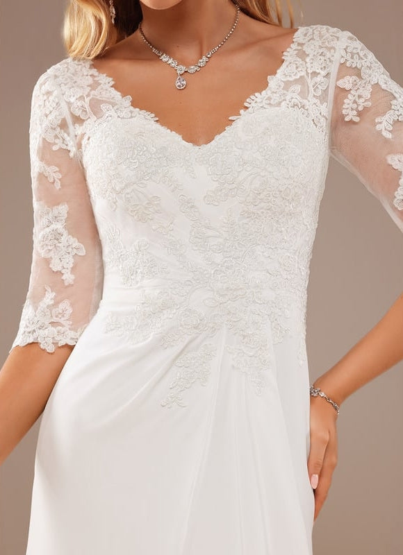 Robe De Soirée En Soie Blanche - gallery 1